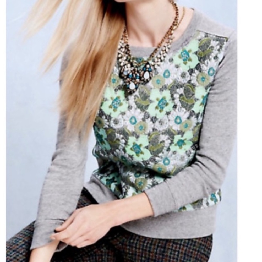 J Crew Floral Brocade Sweatshirt
